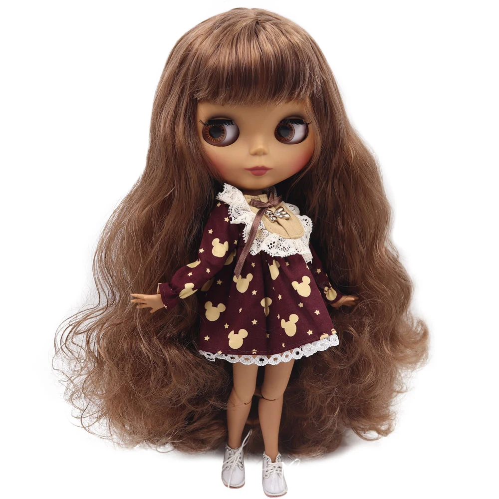 Ледяной DBS Blyth кукольные нет. BL9158 каштановые волосы с челкой шарнирное тело черная