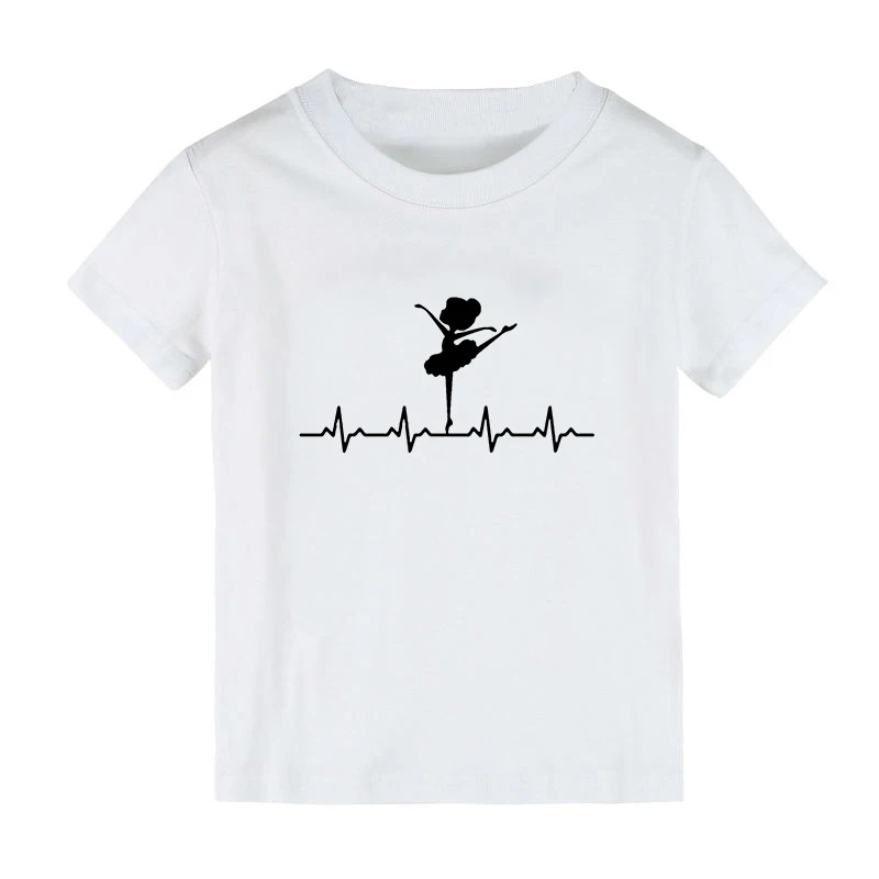 Ballerina Heartbeat ballet dance Print Kids tshirt Boy Girl shirt Children Toddler Clothes Funny Street Top Tees CZ-134 | Детская одежда