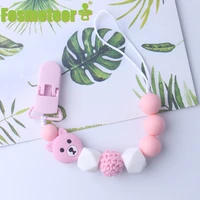 fosmeteor new silicone cute bear beads pacifier chain crochet beads dummy holder for infant baby shower teeth product gift