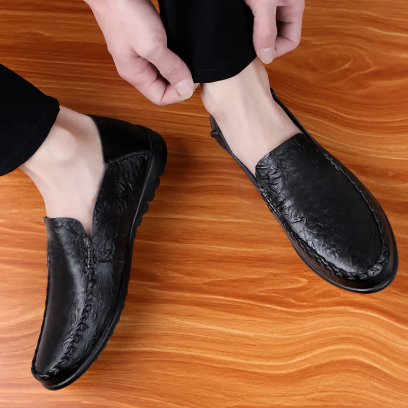 

REETENE Men'S Breathable Loafers Comfort Driving Shoes Male Leather Men Lightweight Casual Shoes Big Size 37-47 Loafers For Men