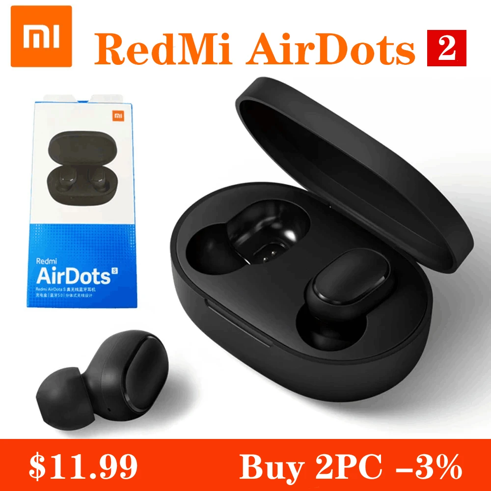 

Redmi Airdots S Bluetooth Earphones TWS Xiaomi Wireless Bluetooth Earphone AI Control Gaming Headset With Mic Noise Reduction