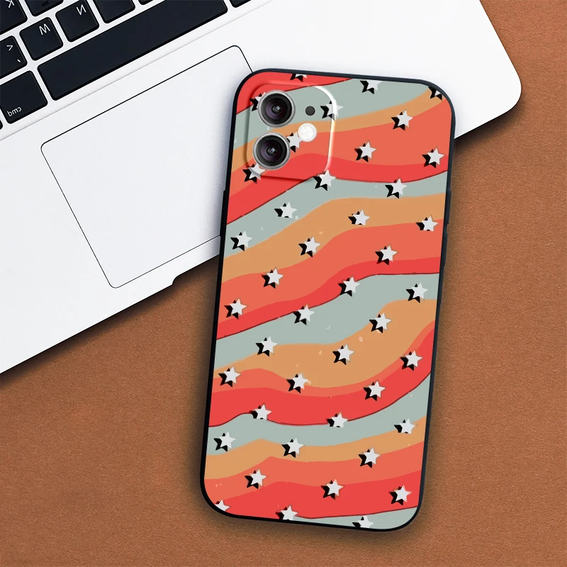 

NOHON design Striped stars 8a 9a 9c phone case smart k40 pro k30 ultra note 9 pro 10 8 for redmi liquid silicone back cover
