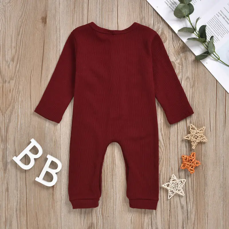 

New Born Baby Clothes Boy Girl Solid Color Long Sleeve Baby Knitted Romper Jumpsuit Pants Spring Casual Clothes Outfits 0-24M