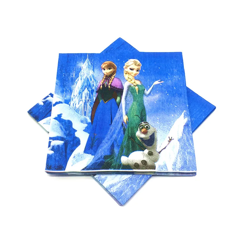 20 штук мультфильм disney "Холодное сердце" 16x16 см одноразовые бумажные салфетки для детей девочкам непременно понравится вечерние мультяшное украшение вечерние поставки