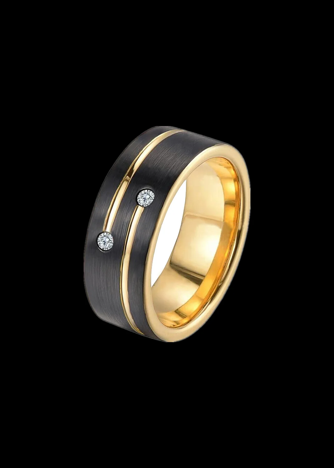 

Fashion Gold Black grooved diamond ring 8cm wide Store activity Buy 1 send a