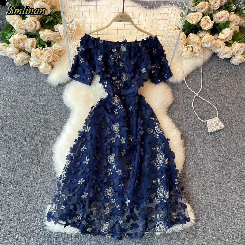 Smlinan женское винтажное офисное платье миди летнее с вырезом лодочкой и цветочной