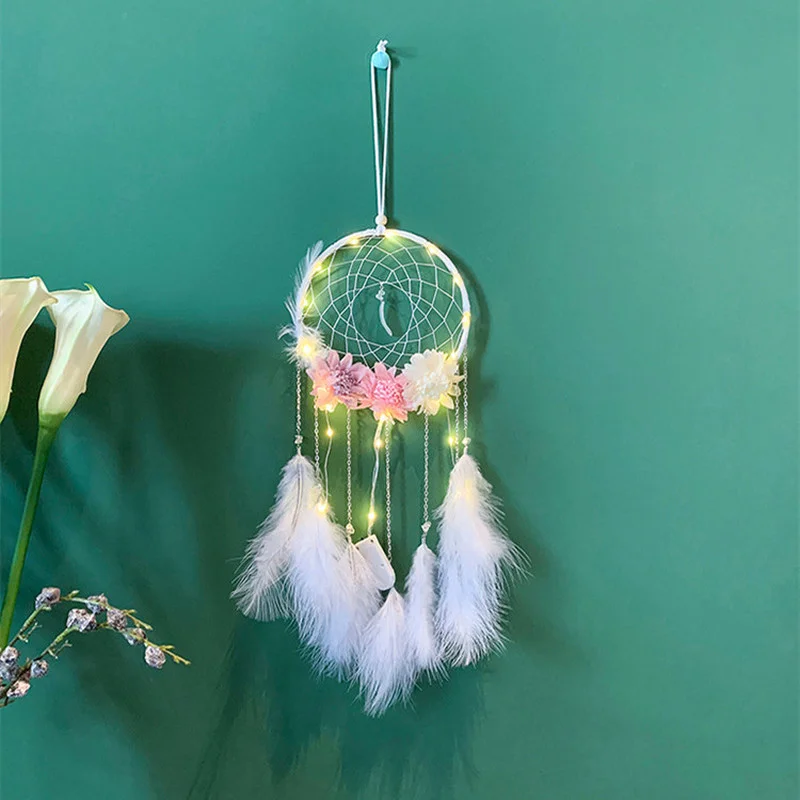

Feather LED Lights Tassel Leds Light for Indoor Girls Bedroom Sweet Fantastic Flower Wall Decoration Warm White Fashion Luces