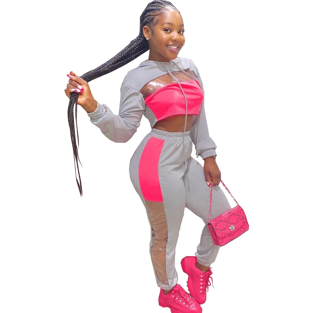 Autumn Winter Women Set Hooded Tracksuits Full Sleeve Crop Top Pants Suit Two Piece Sporty Night Club Outfits DN8333 |