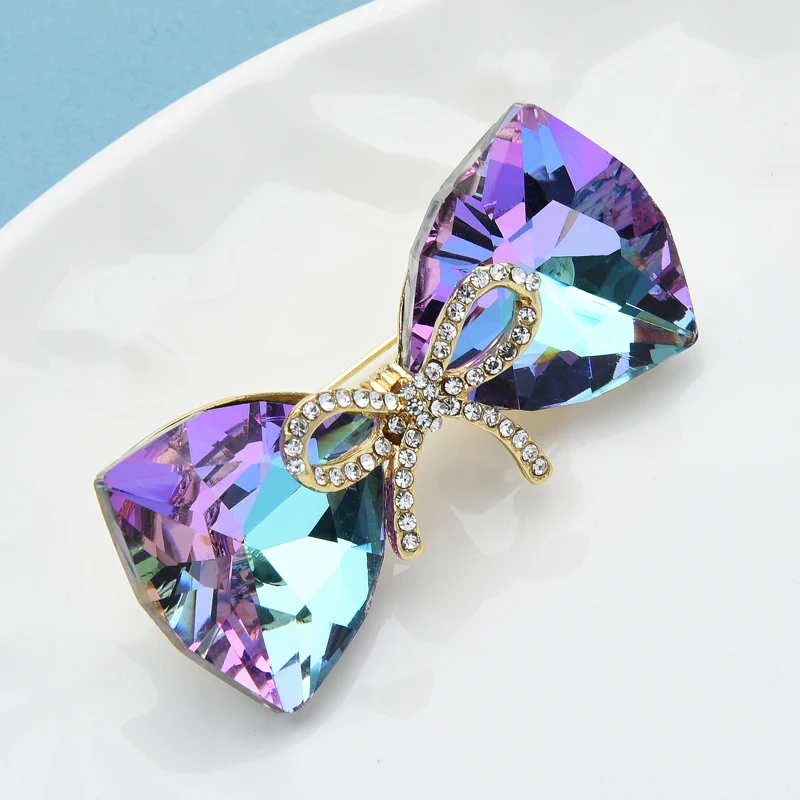 Женская Брошь-бант Wuli &amp baby блестящая брошь в форме банта для вечерние или офиса