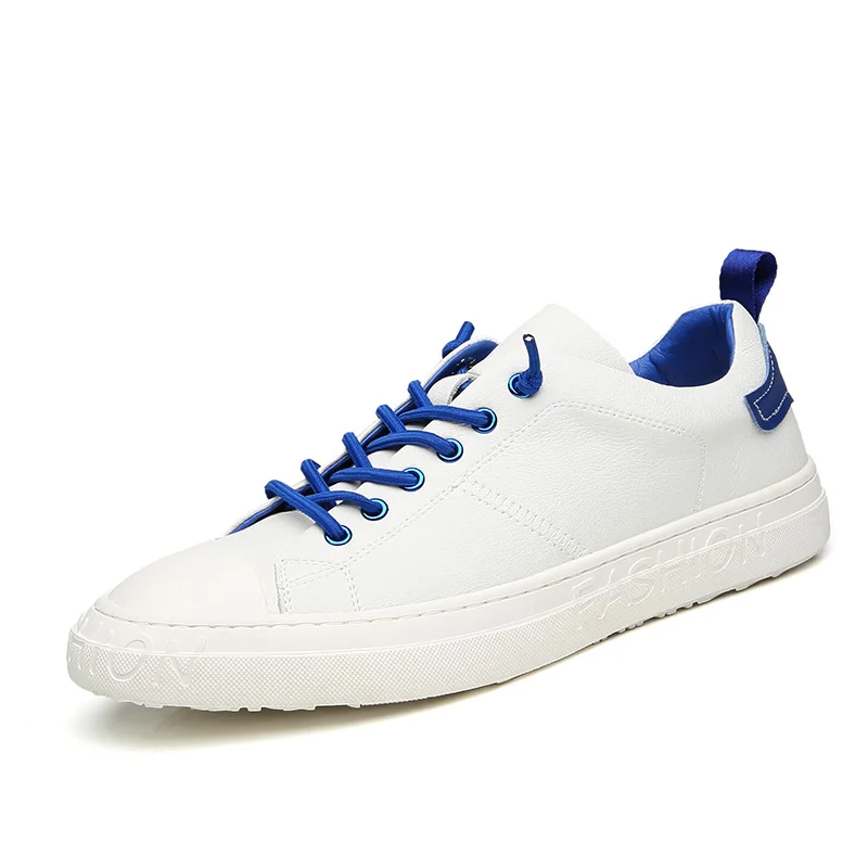 Белые кроссовки из натуральной кожи Мужская Спортивная обувь на шнуровке