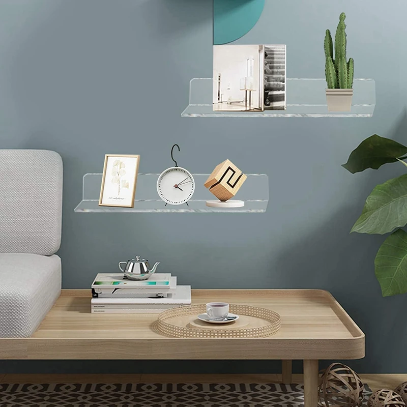 

Acrylic Display Small Shelf 5Mm Thick Floating Shelves Won'T Fall-Off for Bedroom Living Room Bathroom Clear