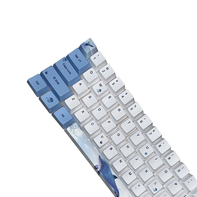 

1 Set Red-Crowned Key Cap Profile PBT Dye Whale Design Keycaps For Switch Mechanical Keyboard Chinese Style 72 Keycaps