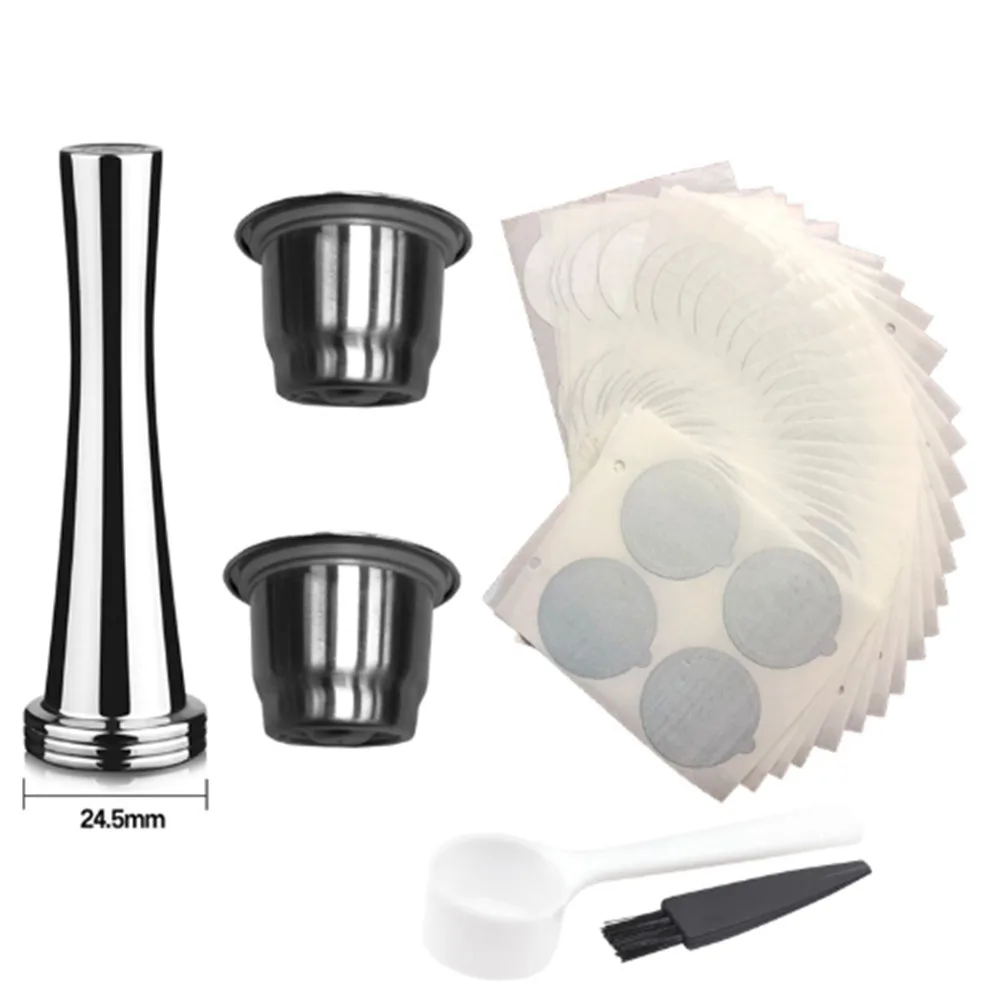 Coffee Filters Paper 100PCS Refillable Capsule Sticker Home Stainless Steel Filter Set Espresso Tamper Cafe | Дом и сад