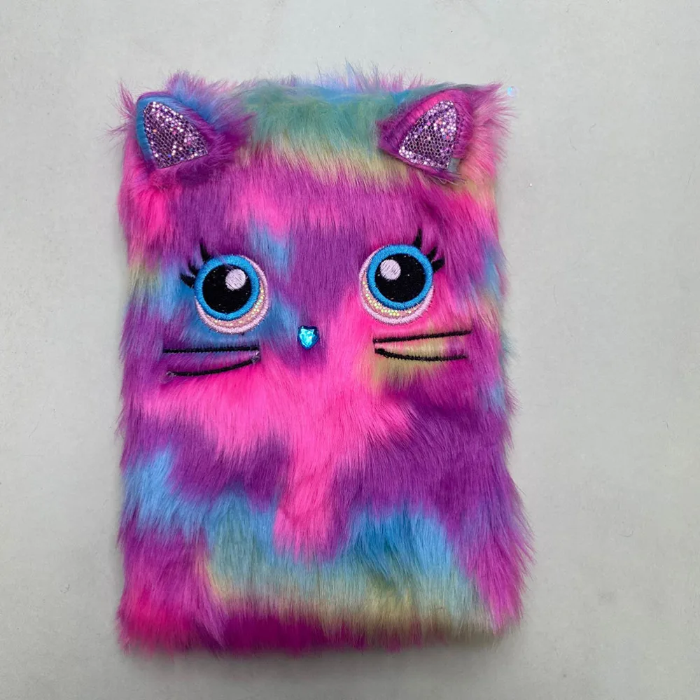 

Cartoon Notebook Plush Scrapbook Adorable Notebook Writing Pad Students Supplies (Purple Cat)