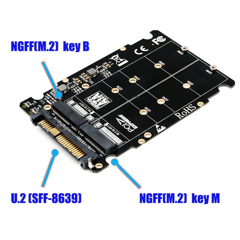 M.2 Ssd в U.2 адаптер 2в1 Nvme и Sata-Bus Ngff Pci-E Sff-8639 Pcie M2 конвертер для настольных вычислений |