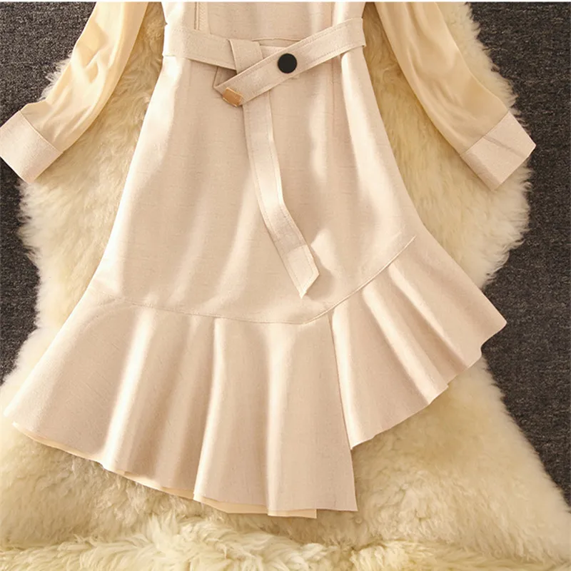 Осенне-зимнее платье 2019 женское замшевое элегантное розовое Сетчатое с оборками