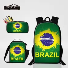 Brazil Boys 3 PCS Bags Set Schoolbags Lunchbox Pencil Case For Student Food Cooler Children Daily Backpack Men Shoulder Bagpack