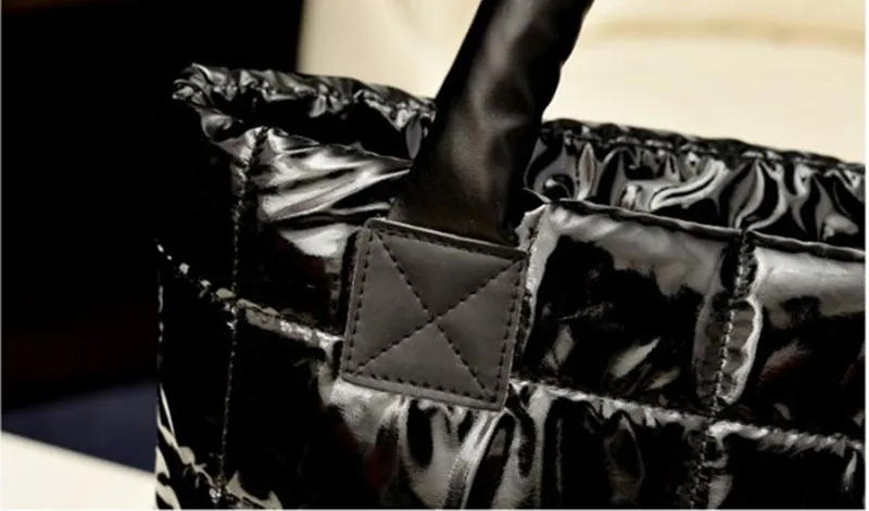 Женская зимняя сумка-тоут на одно плечо с хлопковым наполнителем и перьями |