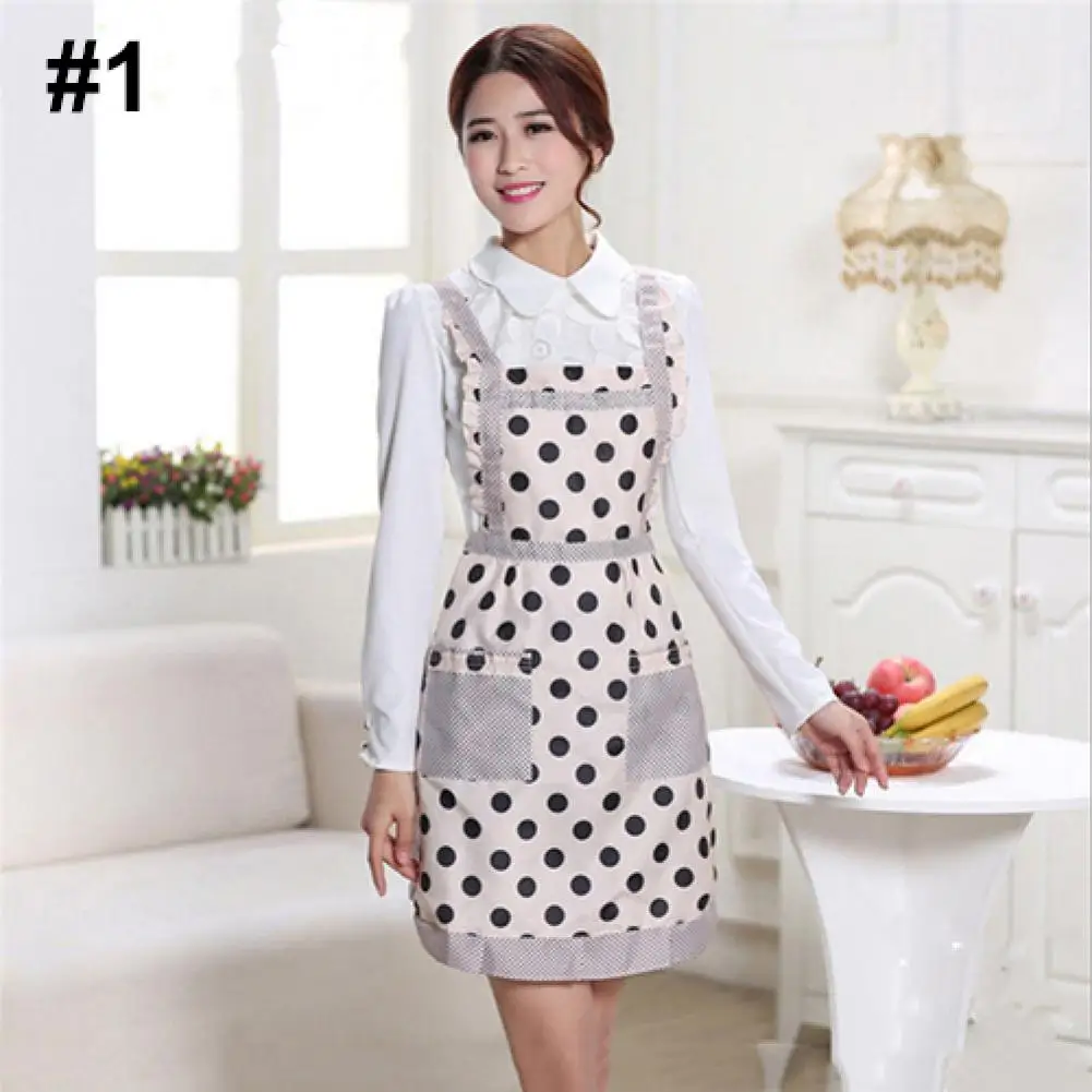 

Women's Waterproof Floral Dotted Plaid Kitchen Cooking Bib Apron with Pocket Home Garden Kitchen Dining Bar for Kitchen Tools