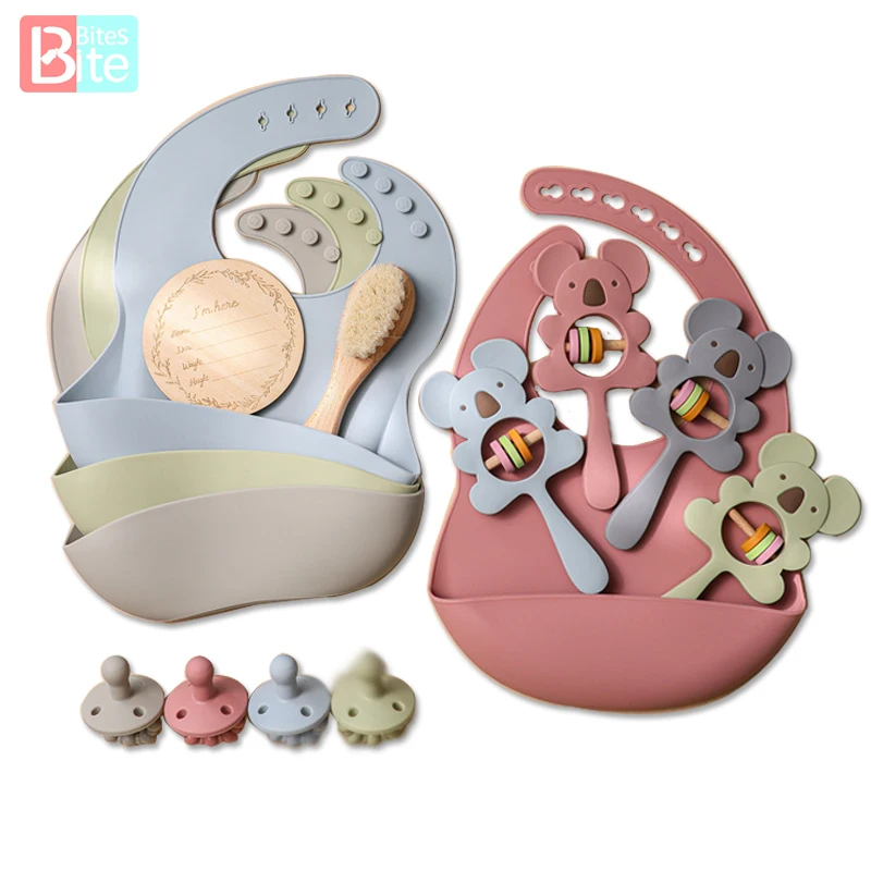 Детская погремушка 5 шт./компл. силиконовая ручная детский нагрудник без BPA