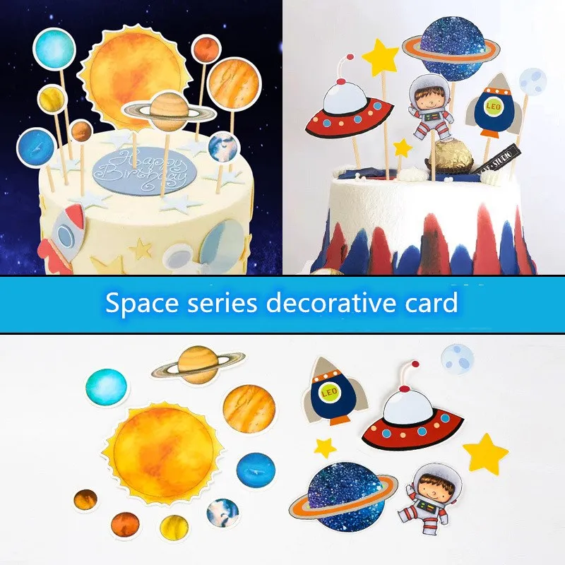 Украшение для вечеринки в виде НЛО Галактический Робот воздушный шар флажки торт