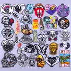 Нашивки в стиле панк с черепом, полосатые вышитые нашивки для одежды, сделай сам, нашивки с Иисусом для глажки на одежде, значки в стиле хиппи, наклейки со скелетом