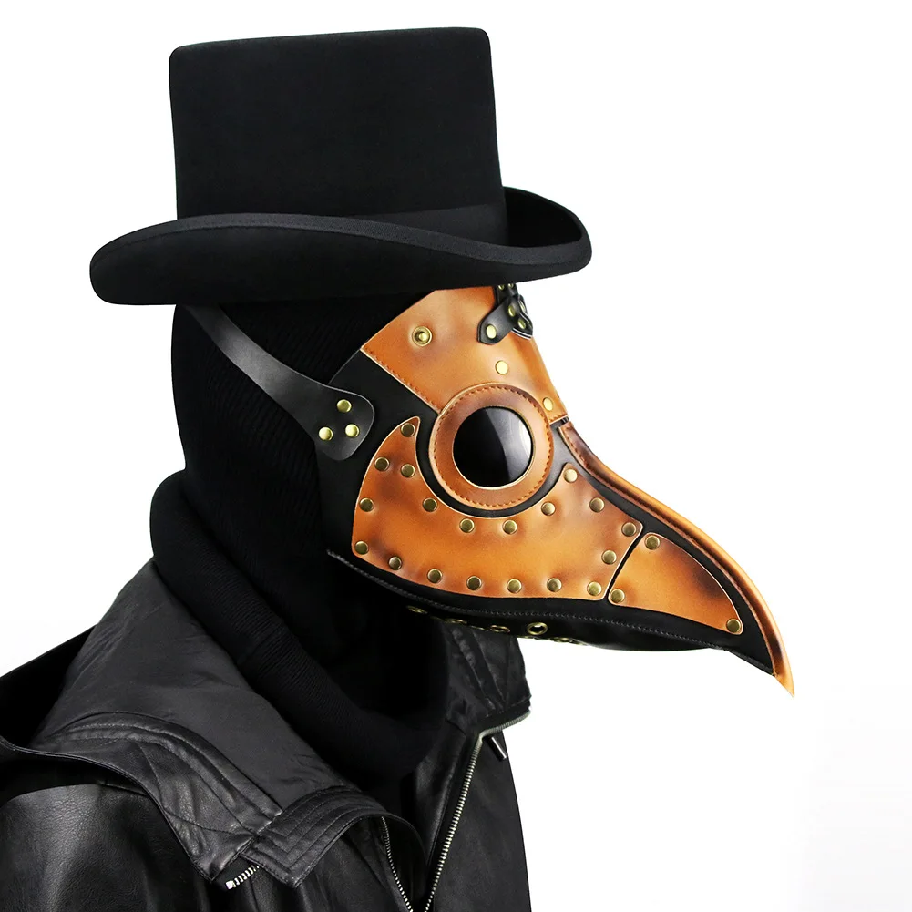 

Steampunk Plague Beak Cosplay Mask Purim Holiday Party Costume Halloween Synthetic Leather Yellow Props