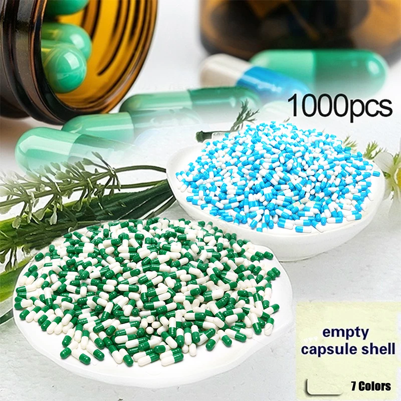 

1000Pcs Empty Hard Vacant Gelatin Capsule Size 2# Gel For Medicine Pills Refill made from gelatin and excipients