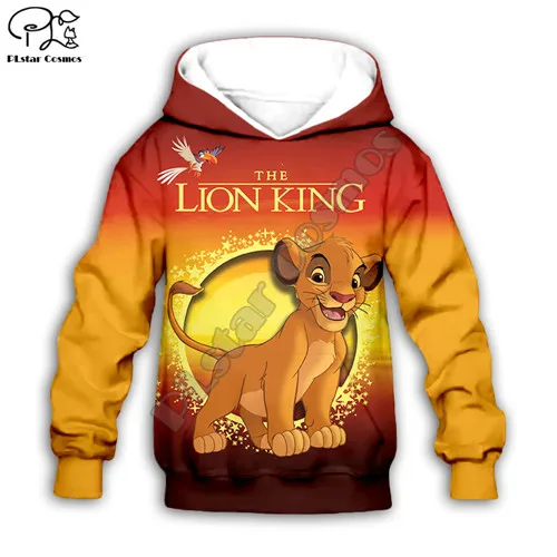 Simba The Lion King/толстовка с капюшоном для детей, толстовки на молнии с 3d принтом, топ с длинными рукавами для мальчиков и девочек, штаны, Прямая поставка