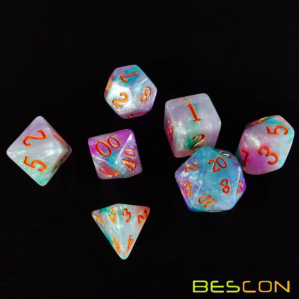 Bescon магические каменные кости набор серии, 7 шт. многогранные РПГ кости набор Фея дух, RoseQuartz, Золотая Руда, глаза Дракона - Цвет: Fairy Spirit Bulk