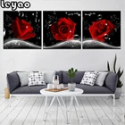 5D сделай сам, круглая алмазная живопись, красные розы, 3 шт., полностью квадратные, красные цветы, алмазная вышивка, Алмазная мозаика, подарок, Прямая поставка с фабрики