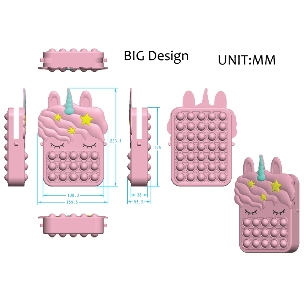 Большие единороги искусственные аниме игрушки-антистресс Поппер силиконовый