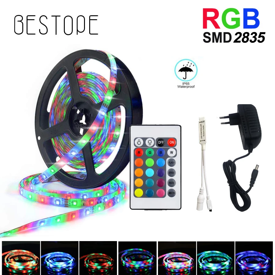 Светодиодная лента водонепроницаемая лент RGB SMD 2835 с контроллером 5/10/15/20 м 12 В