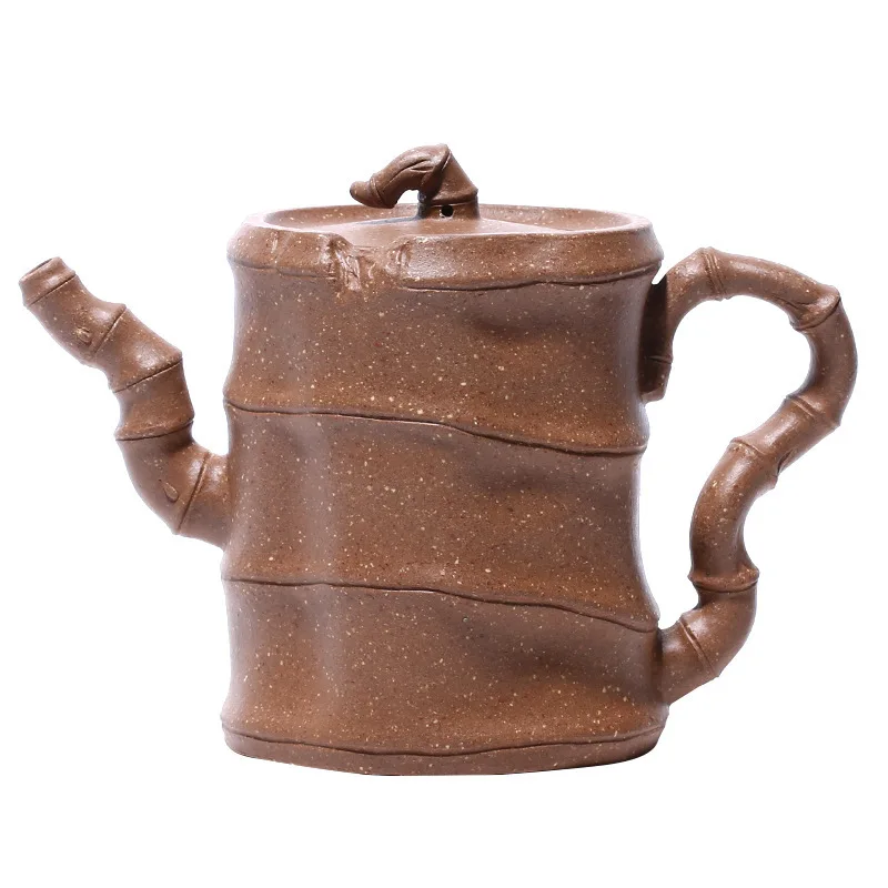 

Yixing Pure Manual Dark-red Enameled Pottery Teapot Quality Fund Colourful Section Mud Bamboo Paragraph Brewing Tea Kettle