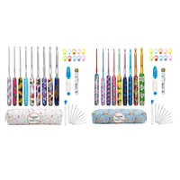 31 set aluminium crochet hook kit knitting needle with stitch markers and large eye blunt needles for arthritic hands