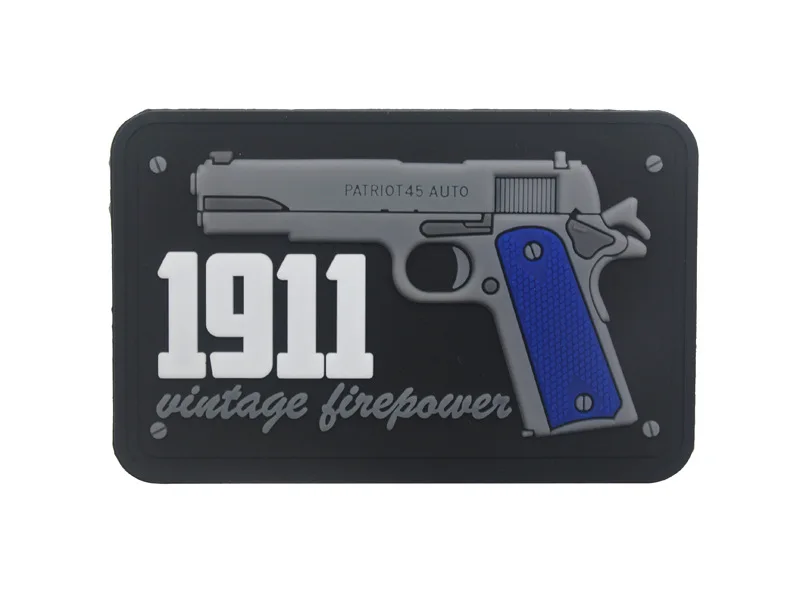 3D 1911 винтажный патч Firepower Патриот 45 автопистолет военные патчи на крючок задняя