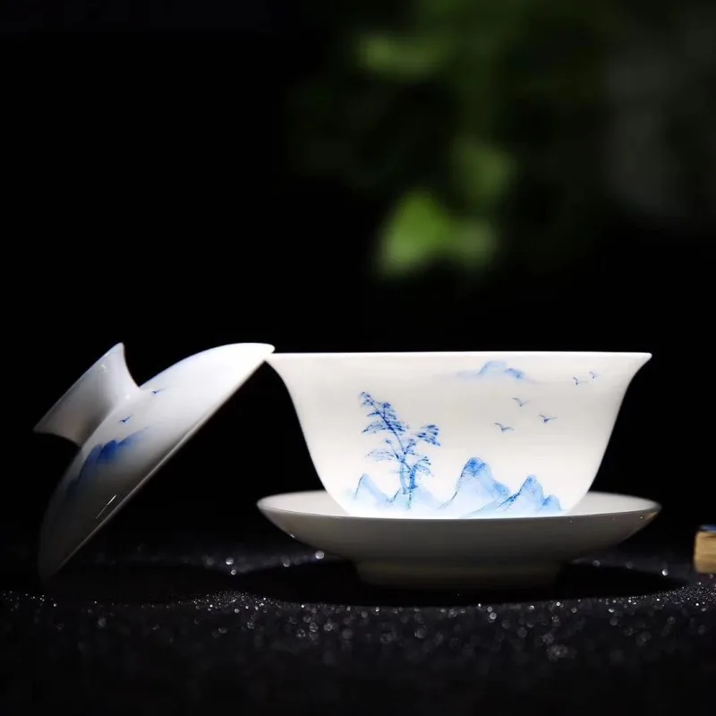 Фарфоровые чаши Tureen Tao Ci Shou Hui с яичной скорлупой чай из пашай Гай Ван кунг-фу