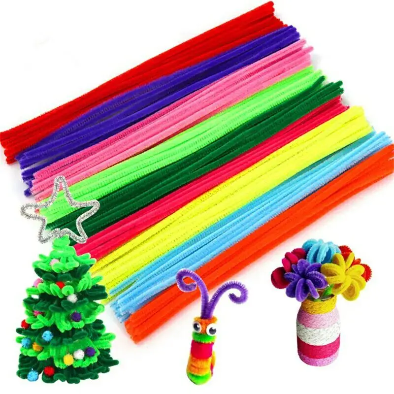 

100pcs Kids Creative Colorful Diy Plush Chenille Sticks Chenille Stem Pipe Cleaner Stems Educational Toys Crafts For Children