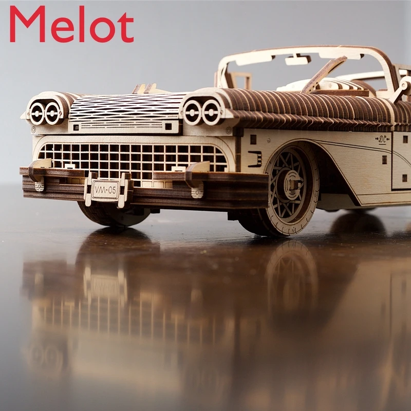 

Wooden Mechanical Transmission Assembly Model Diy Convertible Car Assembly Educational Toys for Boys and Girls To Give Gifts
