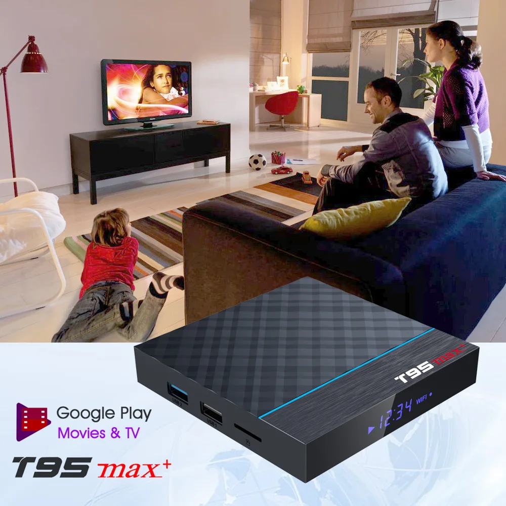 T95 MAX Plus + Smart Android 9 0 ТВ приставка Amlogic S905X3 4G ram Wifi поддержка Youtube HD видео медиаплеер VS