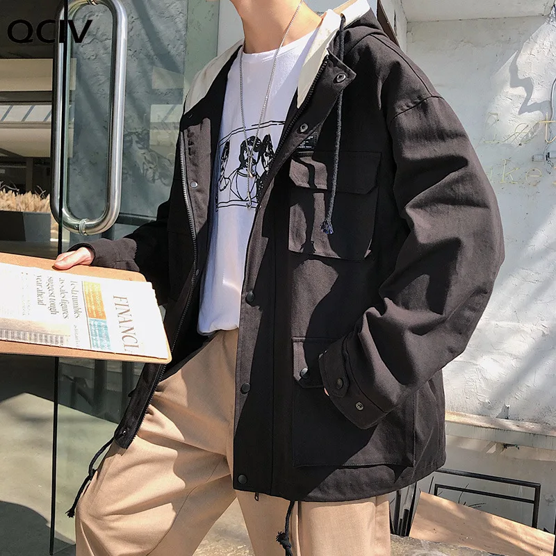 

New Fashion tooling students loose denim jacket male Korean Cotton hooded jacket with hat Hong Kong style jacket outerwear