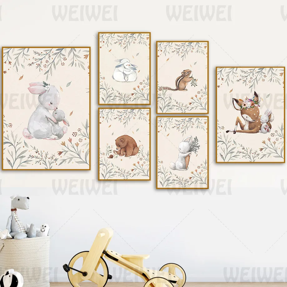 Маленькие животные с леса домашний декор холст картина искусство украшение