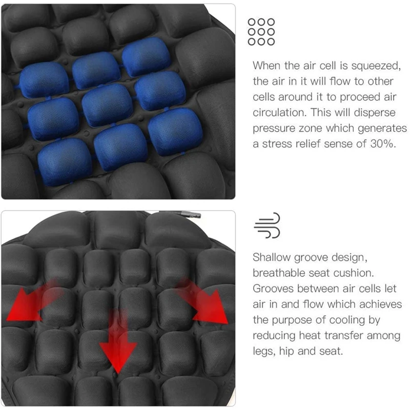 

Motorcycle Seat Cushion, Air Fillable Seat Pad, Pressure Relief Motorcycle Cushion for Sport Cruiser Touring