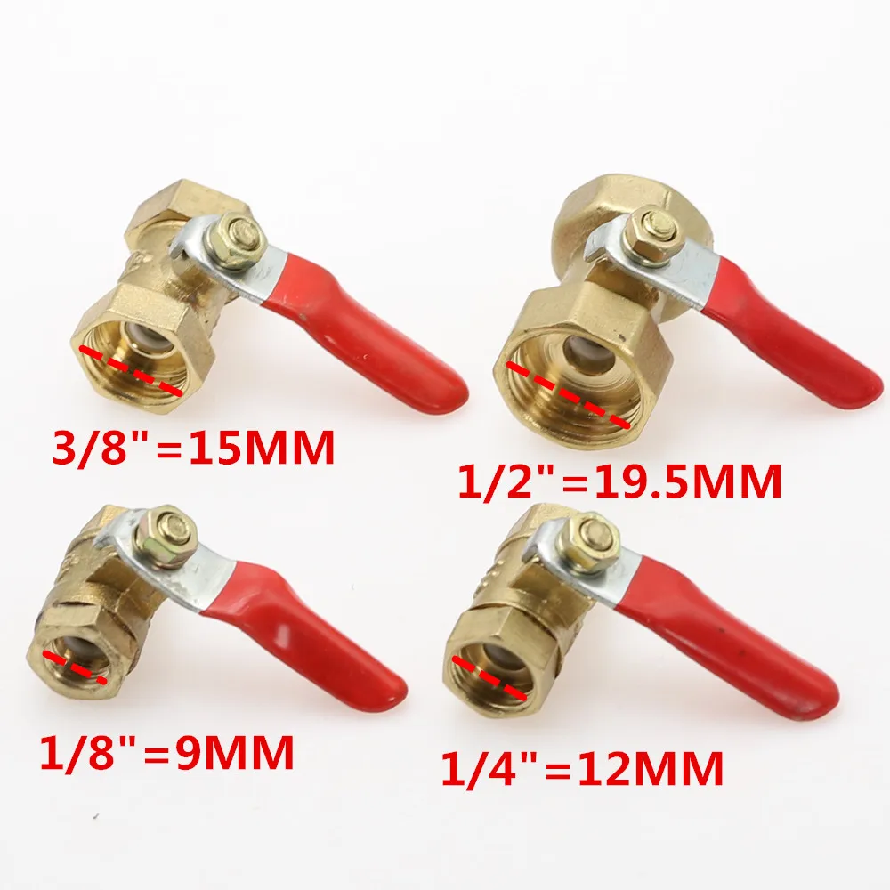 

Pneumatic 1/4'' 3/8'' 1/2'' BSP Female Thread Mini Ball Valve Brass Connector Joint Copper Fitting Coupler Adapter Water, Air