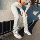 Новинка 2021, женские модные Свободные повседневные длинные брюки, новые плиссированные штаны для бега, брюки на осень и зиму, плотные штаны для укладки