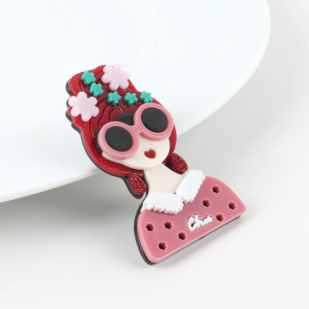 Новый дизайн одежды розовый свитер очки Девочка Акриловые Броши для женщин