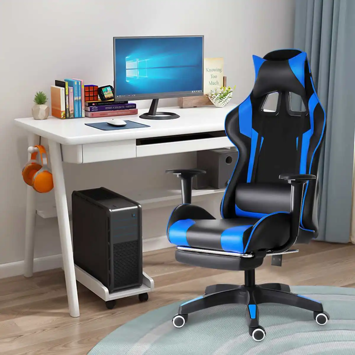 Игровые стулья 155 ° с подставкой для ног эргономичное офисное кресло