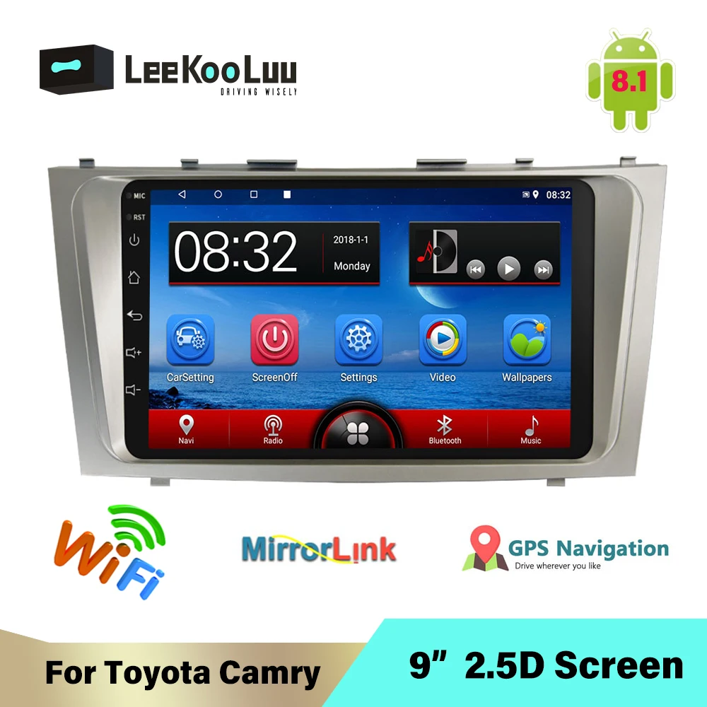 

Автомобильный мультимедийный плеер LeeKooLuu, Android, 2 Din, Автомагнитола для Toyota Camry 2007, 2008, 2009-2011, 9 дюймов, 2.5D, GPS-навигация, Авторадио