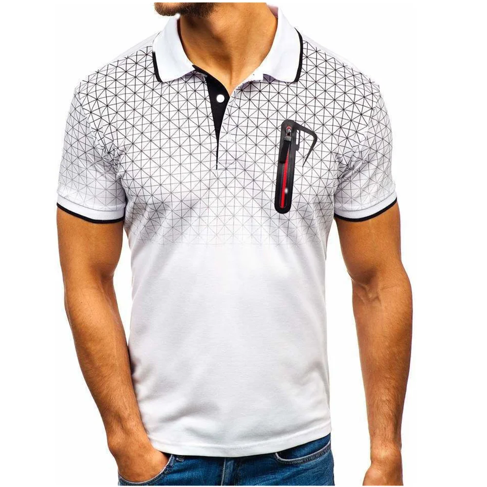 Мужская приталенная футболка поло Повседневная дышащая однотонная деловая