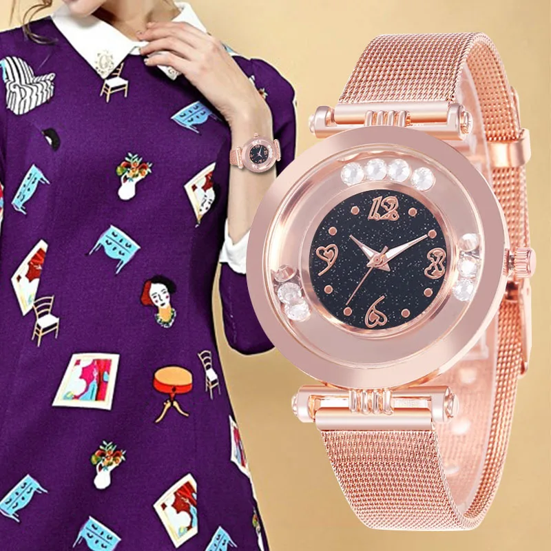 Женские дизайнерские часы WJ-8605 роскошные женские со звездным небом кварцевые с